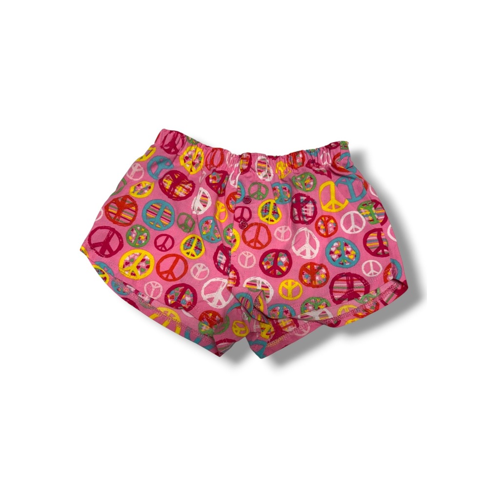 The Children's Place Girl Pink Peace Sign Pajama Sleep Shorts S 5/6 Retro Lounge